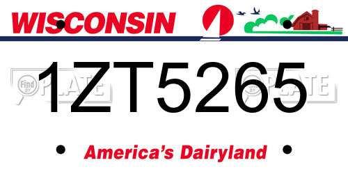 1ZT5265 Wisconsin License Plate