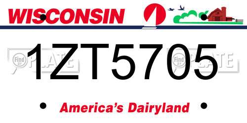 1ZT5705 Wisconsin License Plate