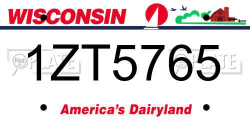 1ZT5765 Wisconsin License Plate