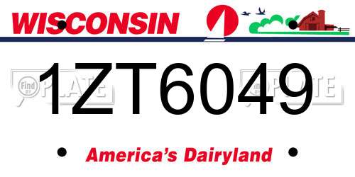 1ZT6049 Wisconsin License Plate