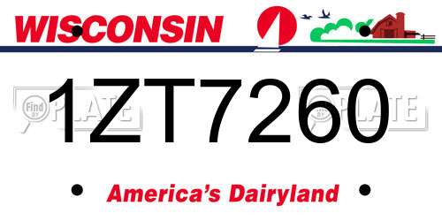 1ZT7260 Wisconsin License Plate
