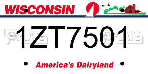 1ZT7501 Wisconsin License Plate