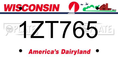 1ZT765 Wisconsin License Plate