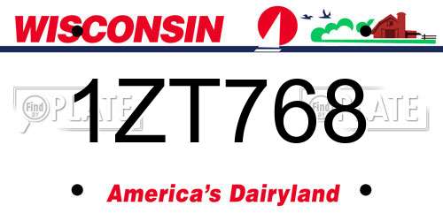 1ZT768 Wisconsin License Plate