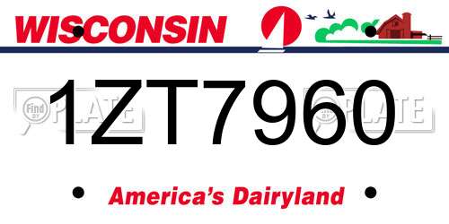 1ZT7960 Wisconsin License Plate