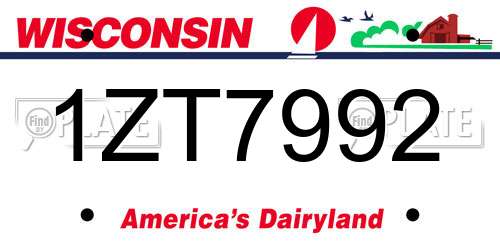 1ZT7992 Wisconsin License Plate