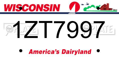 1ZT7997 Wisconsin License Plate