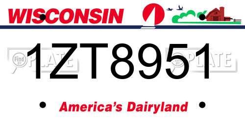 1ZT8951 Wisconsin License Plate