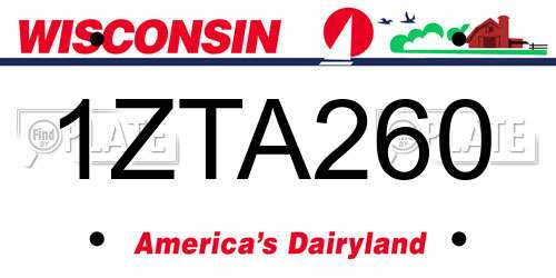 1ZTA260 Wisconsin License Plate