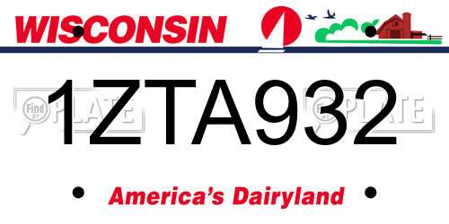 1ZTA932 Wisconsin License Plate