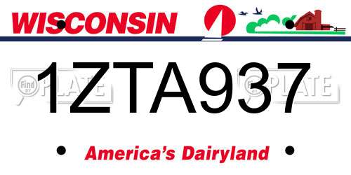 1ZTA937 Wisconsin License Plate