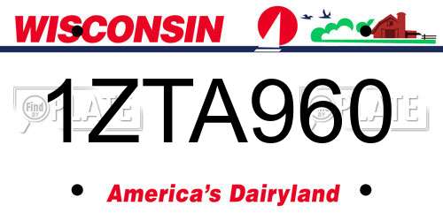1ZTA960 Wisconsin License Plate