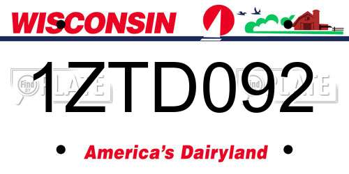 1ZTD092 Wisconsin License Plate