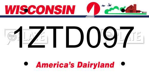 1ZTD097 Wisconsin License Plate
