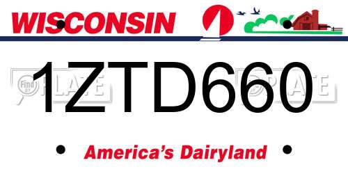 1ZTD660 Wisconsin License Plate