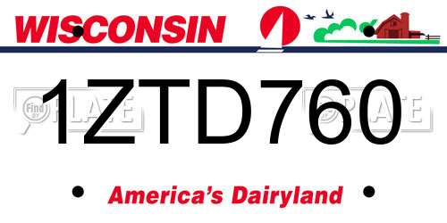 1ZTD760 Wisconsin License Plate
