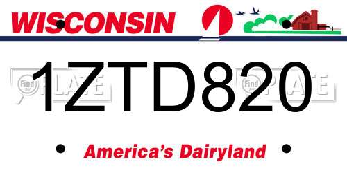 1ZTD820 Wisconsin License Plate
