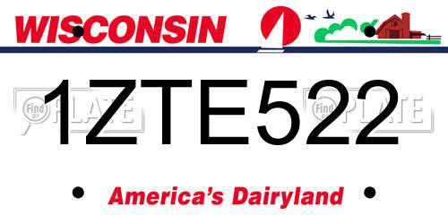 1ZTE522 Wisconsin License Plate