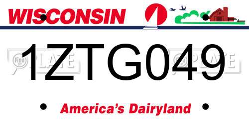 1ZTG049 Wisconsin License Plate