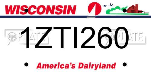 1ZTI260 Wisconsin License Plate