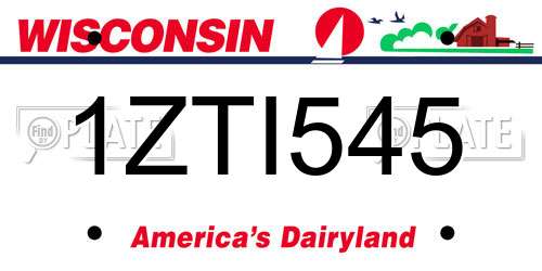 1ZTI545 Wisconsin License Plate