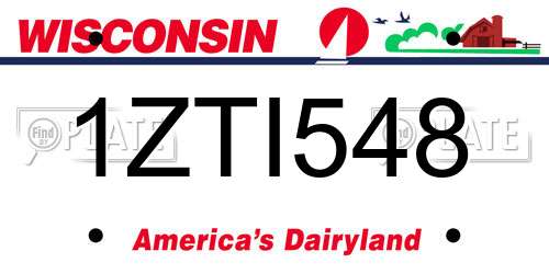 1ZTI548 Wisconsin License Plate