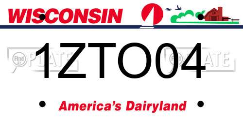 1ZTO04 Wisconsin License Plate