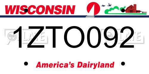 1ZTO092 Wisconsin License Plate