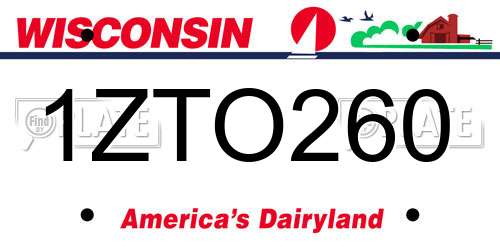 1ZTO260 Wisconsin License Plate
