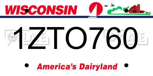 1ZTO760 Wisconsin License Plate