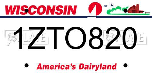 1ZTO820 Wisconsin License Plate
