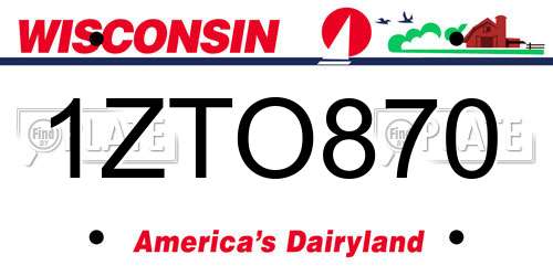 1ZTO870 Wisconsin License Plate