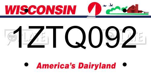 1ZTQ092 Wisconsin License Plate