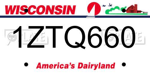 1ZTQ660 Wisconsin License Plate