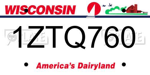 1ZTQ760 Wisconsin License Plate