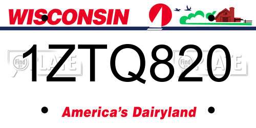 1ZTQ820 Wisconsin License Plate