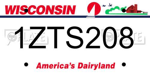 1ZTS208 Wisconsin License Plate