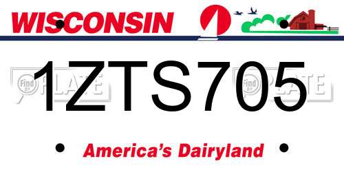 1ZTS705 Wisconsin License Plate