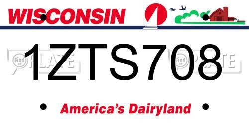 1ZTS708 Wisconsin License Plate