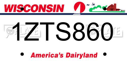 1ZTS860 Wisconsin License Plate