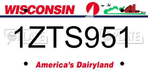 1ZTS951 Wisconsin License Plate