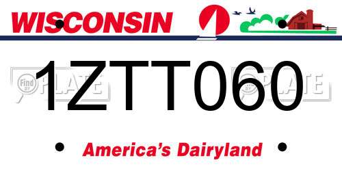 1ZTT060 Wisconsin License Plate