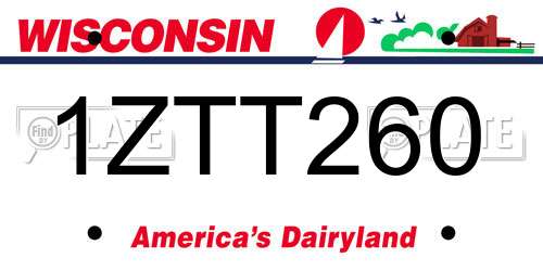 1ZTT260 Wisconsin License Plate
