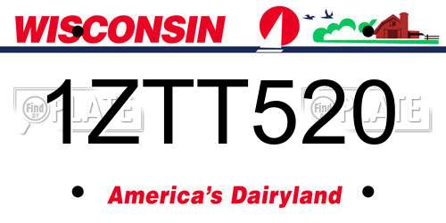 1ZTT520 Wisconsin License Plate