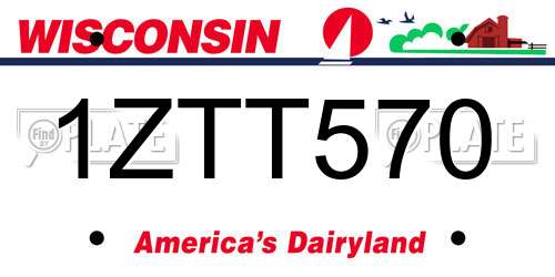 1ZTT570 Wisconsin License Plate