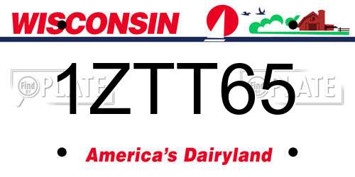 1ZTT65 Wisconsin License Plate