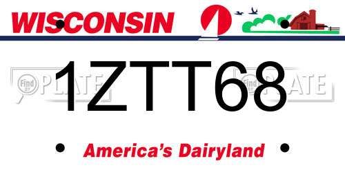 1ZTT68 Wisconsin License Plate