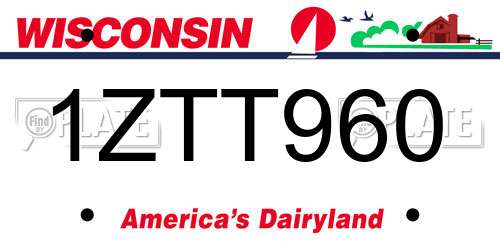 1ZTT960 Wisconsin License Plate