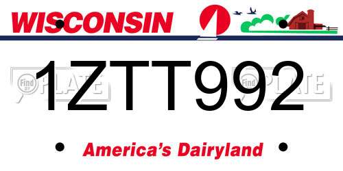 1ZTT992 Wisconsin License Plate