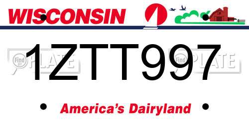 1ZTT997 Wisconsin License Plate